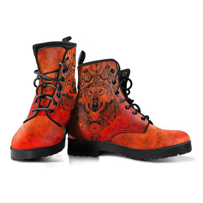 Red Boho Wolf Womens Boots