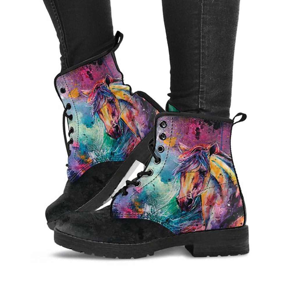 Colorful Abstract Horse Womens Boots