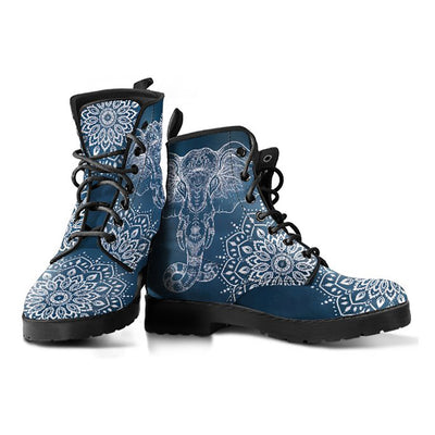 Blue Grey Elephant Mandala Womens Boots