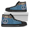 Denim Blue Peace Sign Decor High Top Shoes