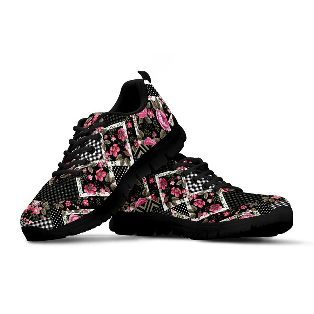 Pink Floral Patchwork Sneakers