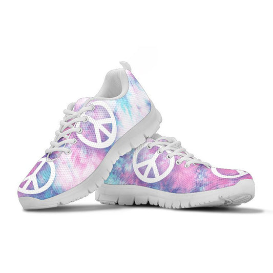 Pink Tie Dye Peace Sign Sneakers