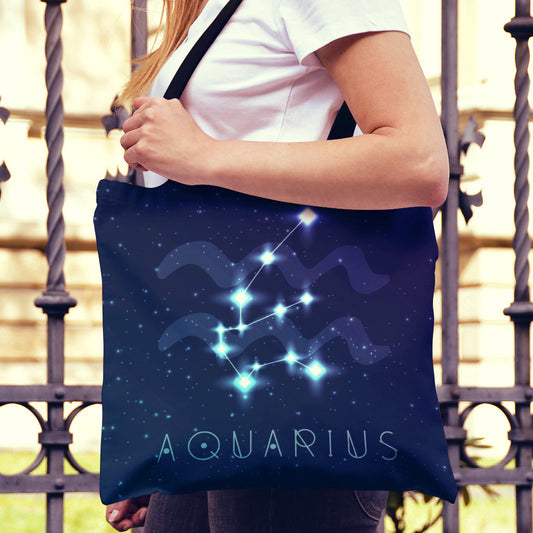 Aquarius Zodiac Canvas Tote Bag