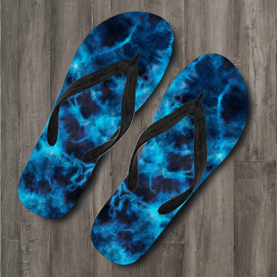 Blue Tie Dye Grunge Flip Flops