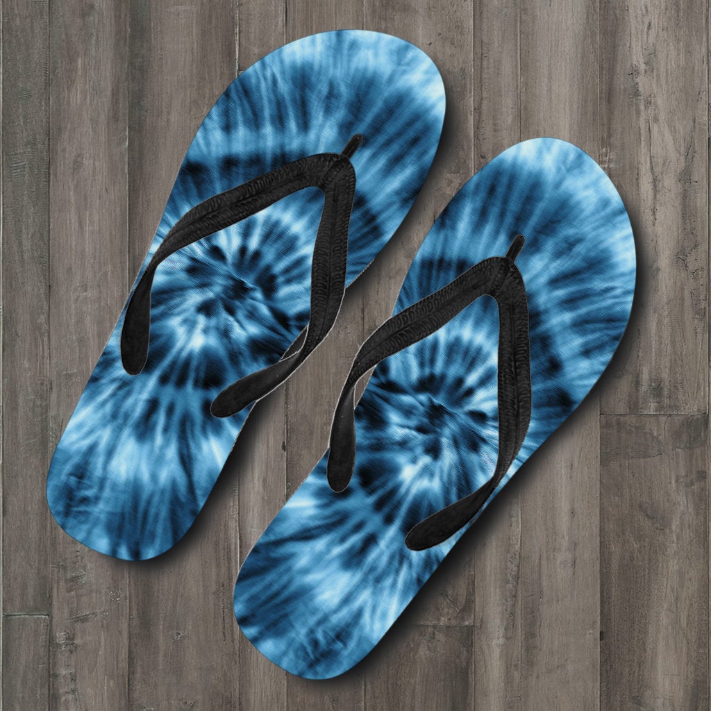 Blue Tie Dye Flip Flops