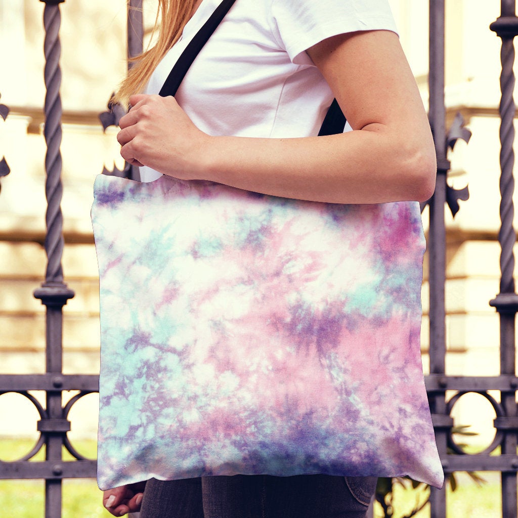 Blue & Pink Cotton Candy Canvas Tote Bag