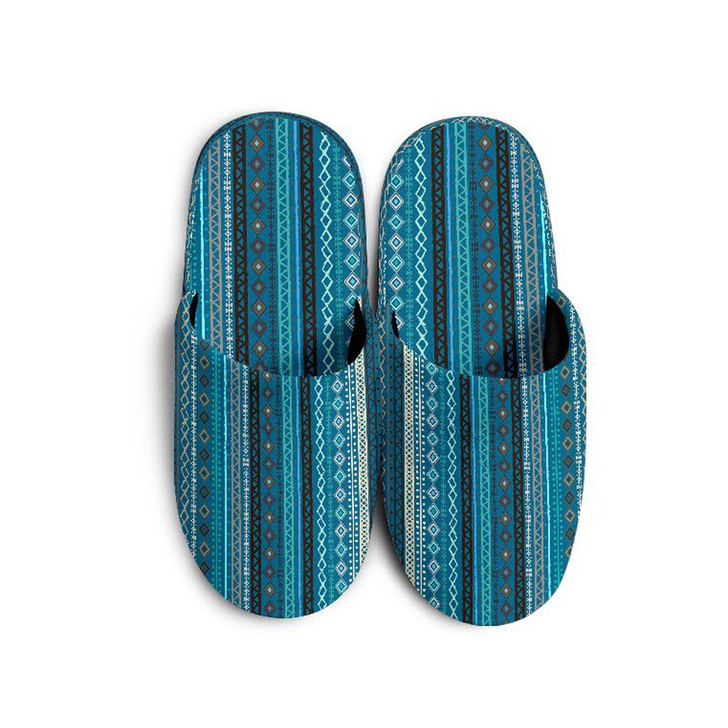 Teal Boho Stripes Decor Slippers