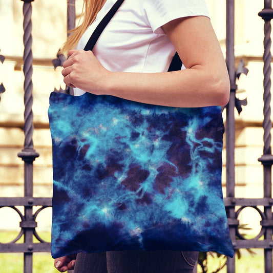 Blue Tie Dye Grunge Canvas Tote Bag