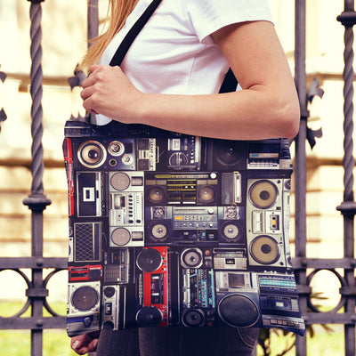 Vintage Boombox Stereos Canvas Tote Bag