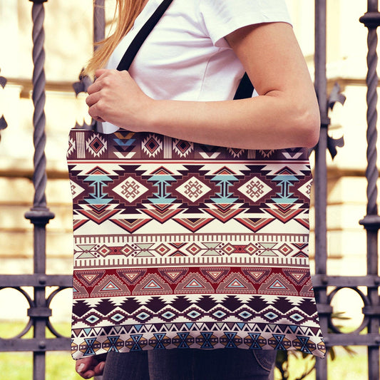 Brown Boho Aztec Canvas Tote Bag