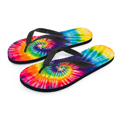 Colorful Tie Dye Spiral Flip Flops