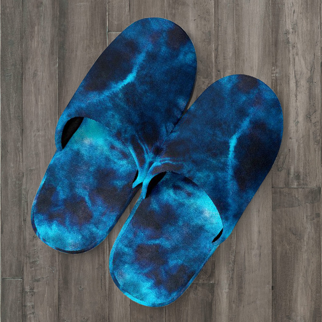 Blue Tie Dye Grunge Slippers