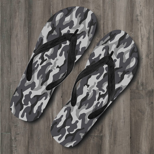 Grey Camouflage Flip Flops