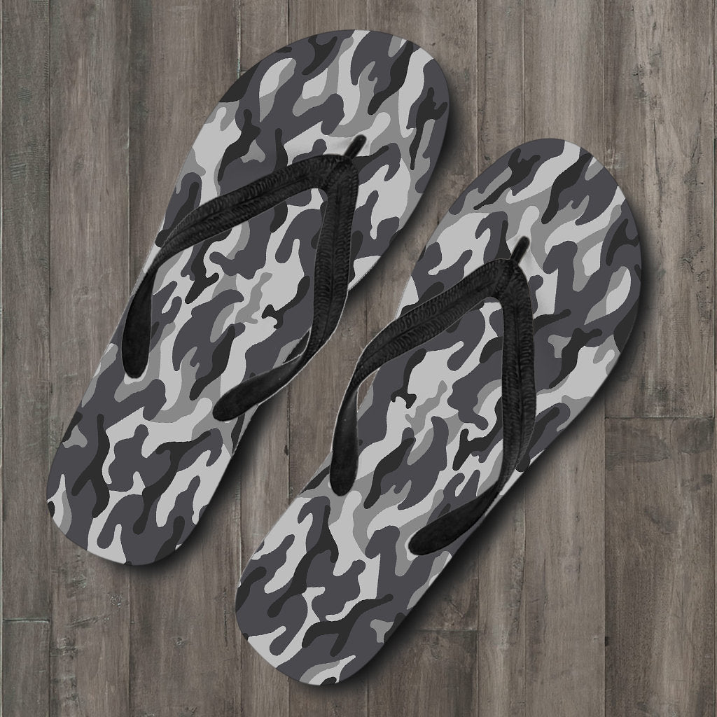 Grey Camouflage Flip Flops