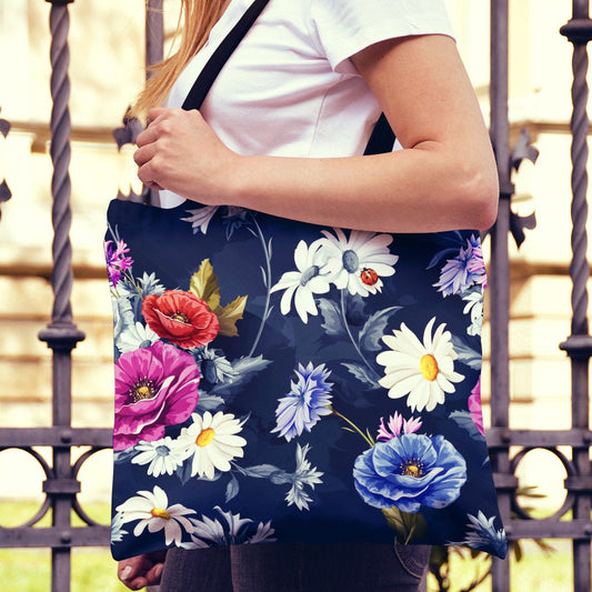 Colorful Flowers Canvas Tote Bag