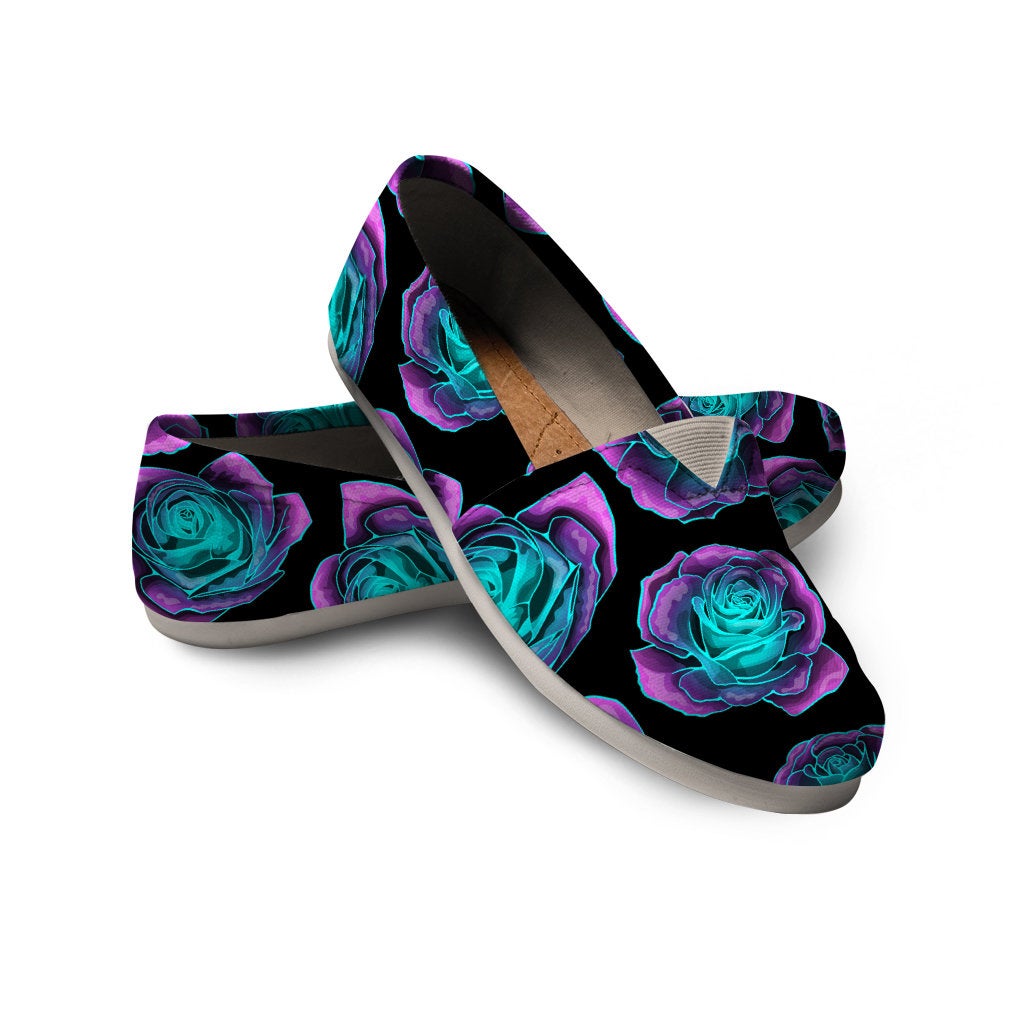 Neon Pink Roses Casual Shoes