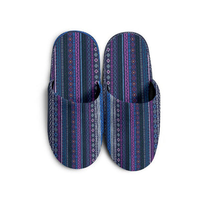 Purple Boho Stripes Decor Slippers