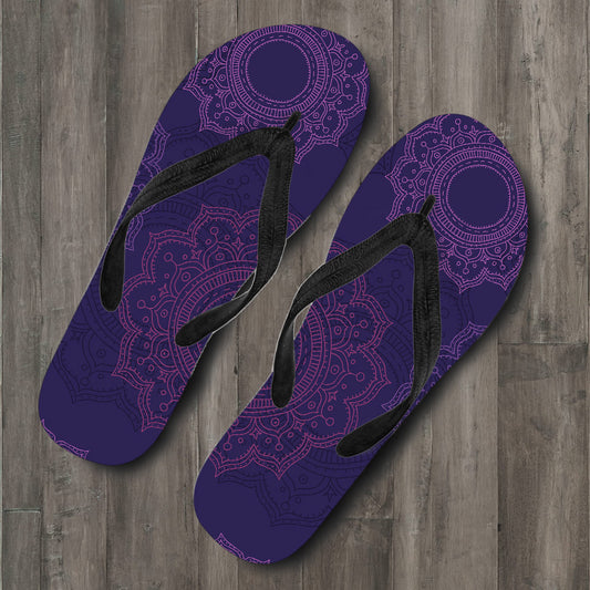 Purple Mandalas Flip Flops
