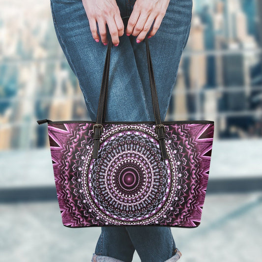 Mandala Leather Tote Bag