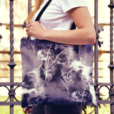 Grey Feathers Canvas Tote Bag
