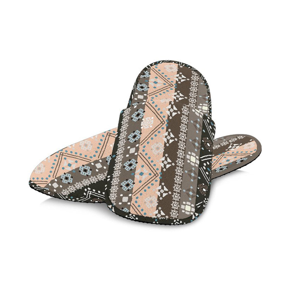 Brown Boho Ethnic Slippers
