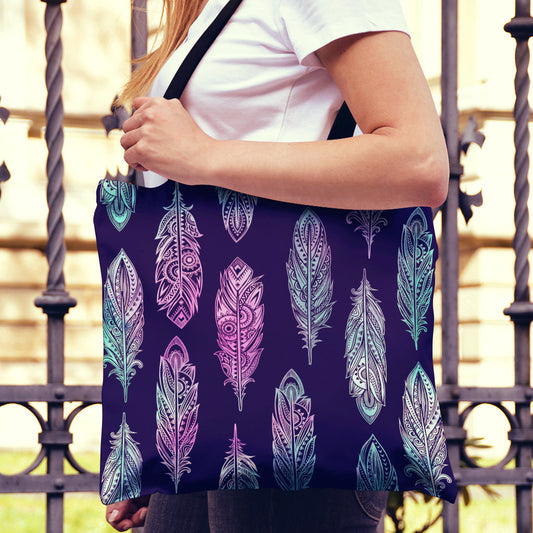 Neon Pink Feathers Canvas Tote Bag