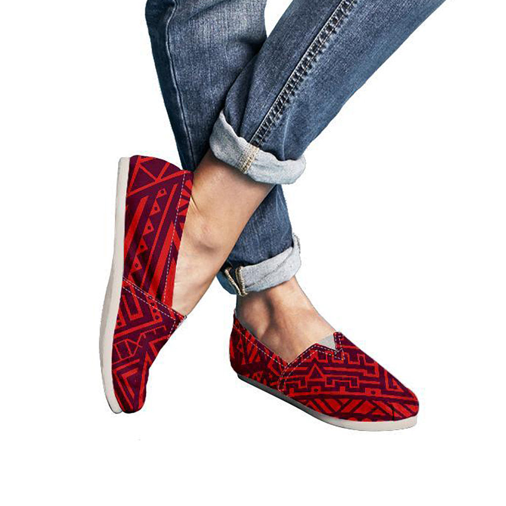 Red Tribal Polynesian Casual Shoes