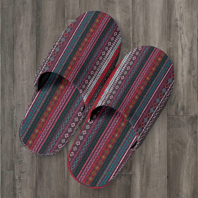 Red Boho Stripes Decor Slippers