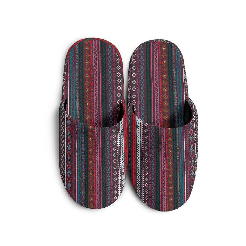 Red Boho Stripes Decor Slippers
