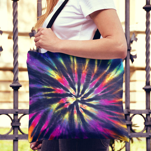 Colorful Neon Tie Dye Canvas Tote Bag