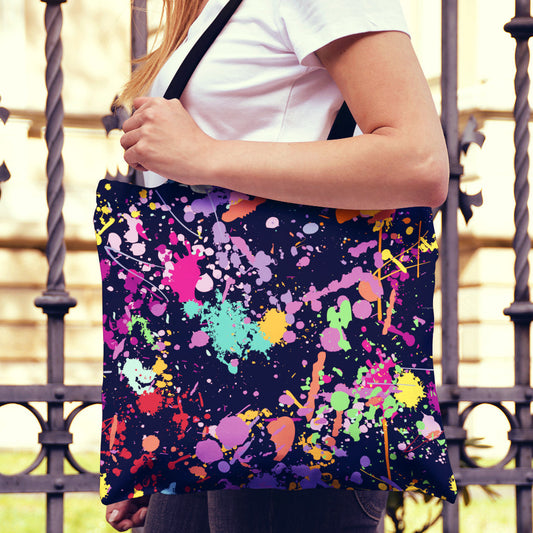 Colorful Paint Drip Abstract Art Canvas Tote Bag