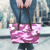 Purple Camouflage Leather Tote Bag