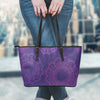 Purple Mandalas Leather Tote Bag