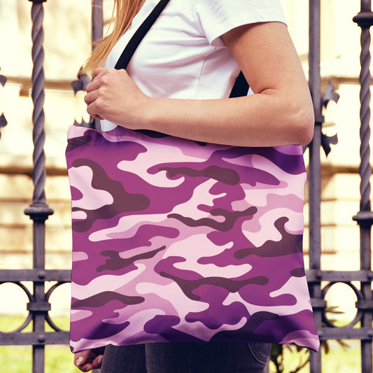 Purple Camouflage Canvas Tote Bag