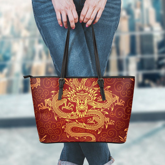 Red Dragon Leather Tote Bag