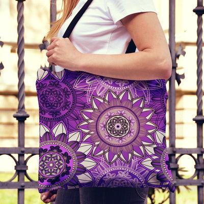 Purple Floral Mandalas Canvas Tote Bag