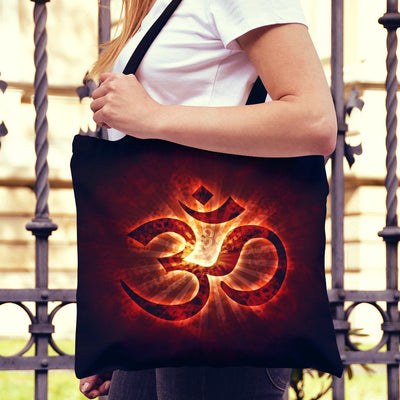 Red Aum Canvas Tote Bag