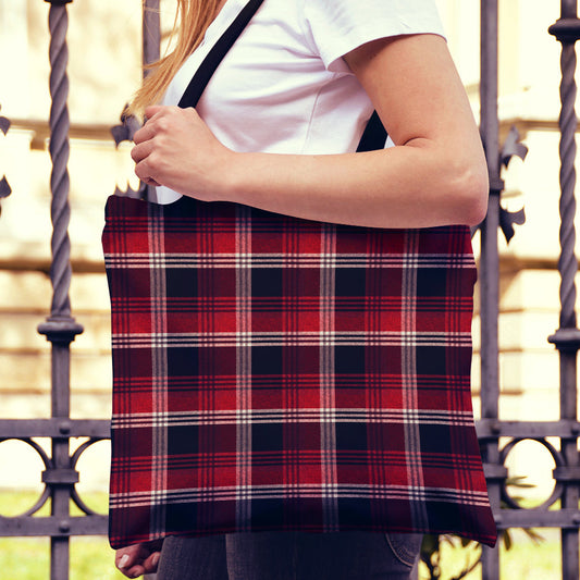 Red Plaid Canvas Tote Bag