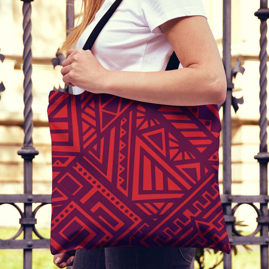 Red Tribal Polynesian Canvas Tote Bag