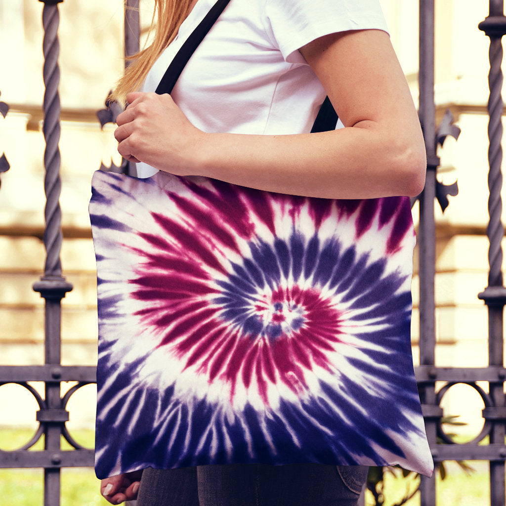Red, White & Blue Tie Dye Canvas Tote Bag