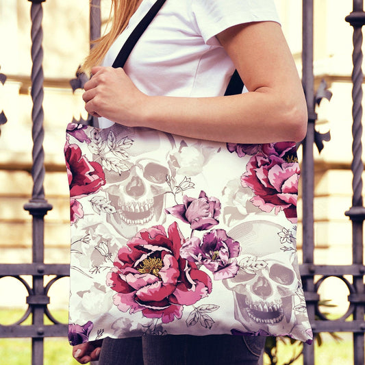 Skulls & Roses Canvas Tote Bag