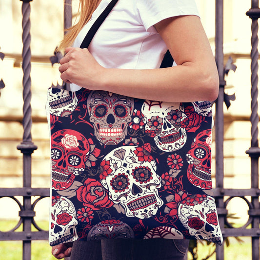 Sugar Skulls & Roses Canvas Tote Bag