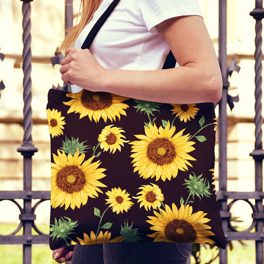Sunflowers Black Canvas Tote Bag