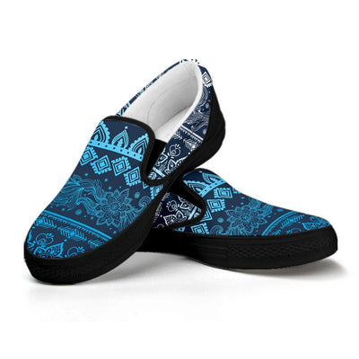 Blue Boho Chic Bohemian Slip On Shoes