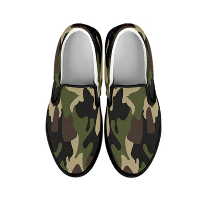 Army Green Camouflage Slip On Shoes