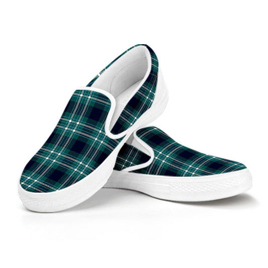 Green Plaid Slip On Shoes