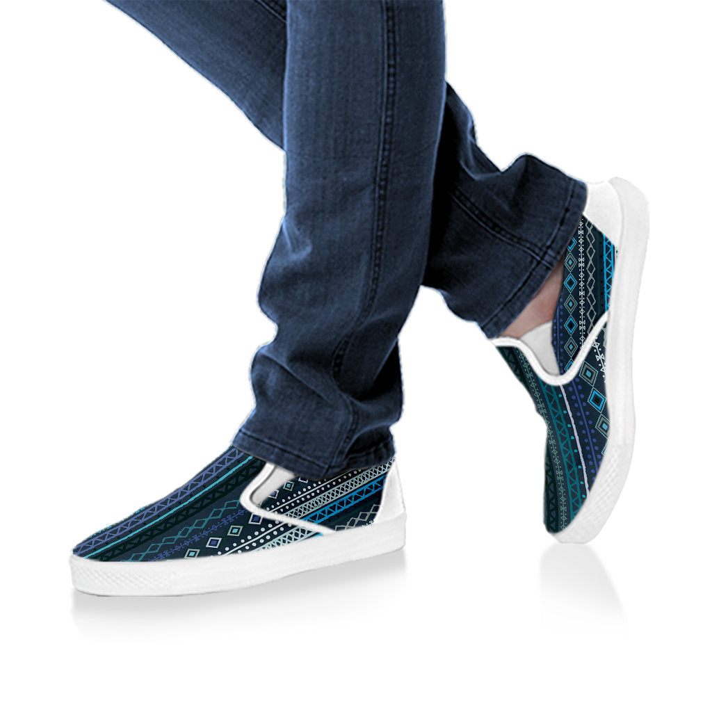 Blue Boho Chic Bohemian Stripes Slip On Shoes