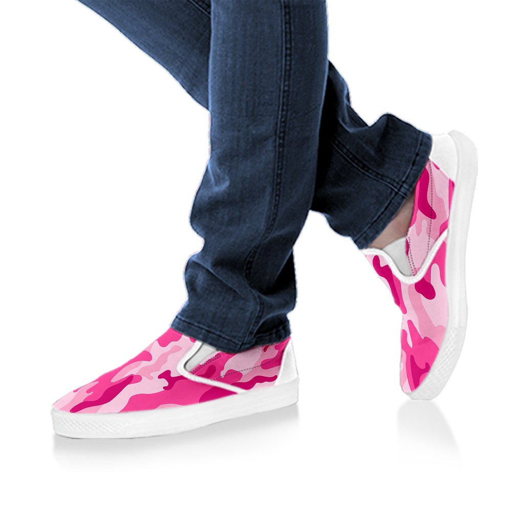 Pink Camouflage Slip On Shoes