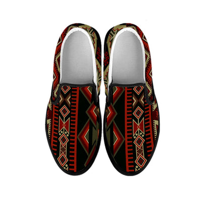 Red & Brown boho Chic Bohemian Aztec Slip On Shoes