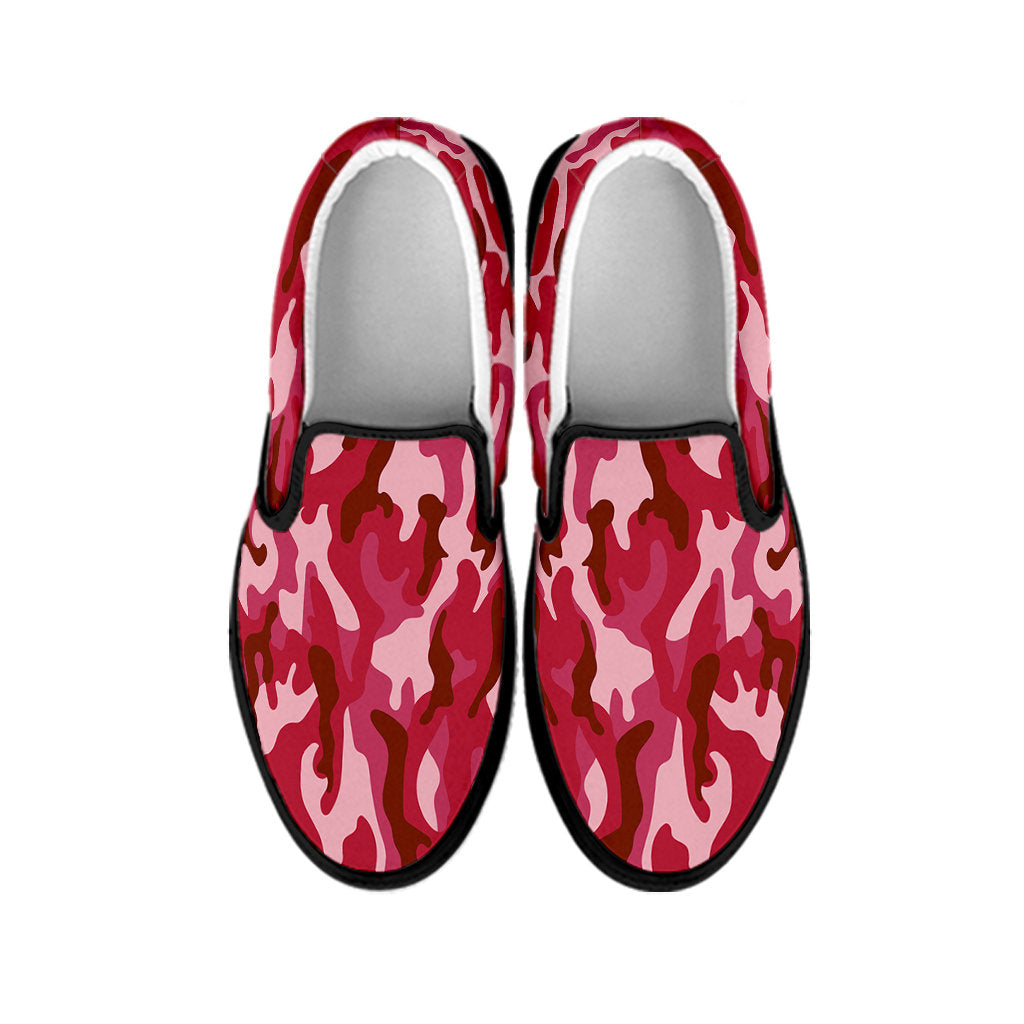 Red Camouflage Slip On Shoes